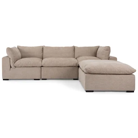 Casual Chaise Sofa with Track Arms